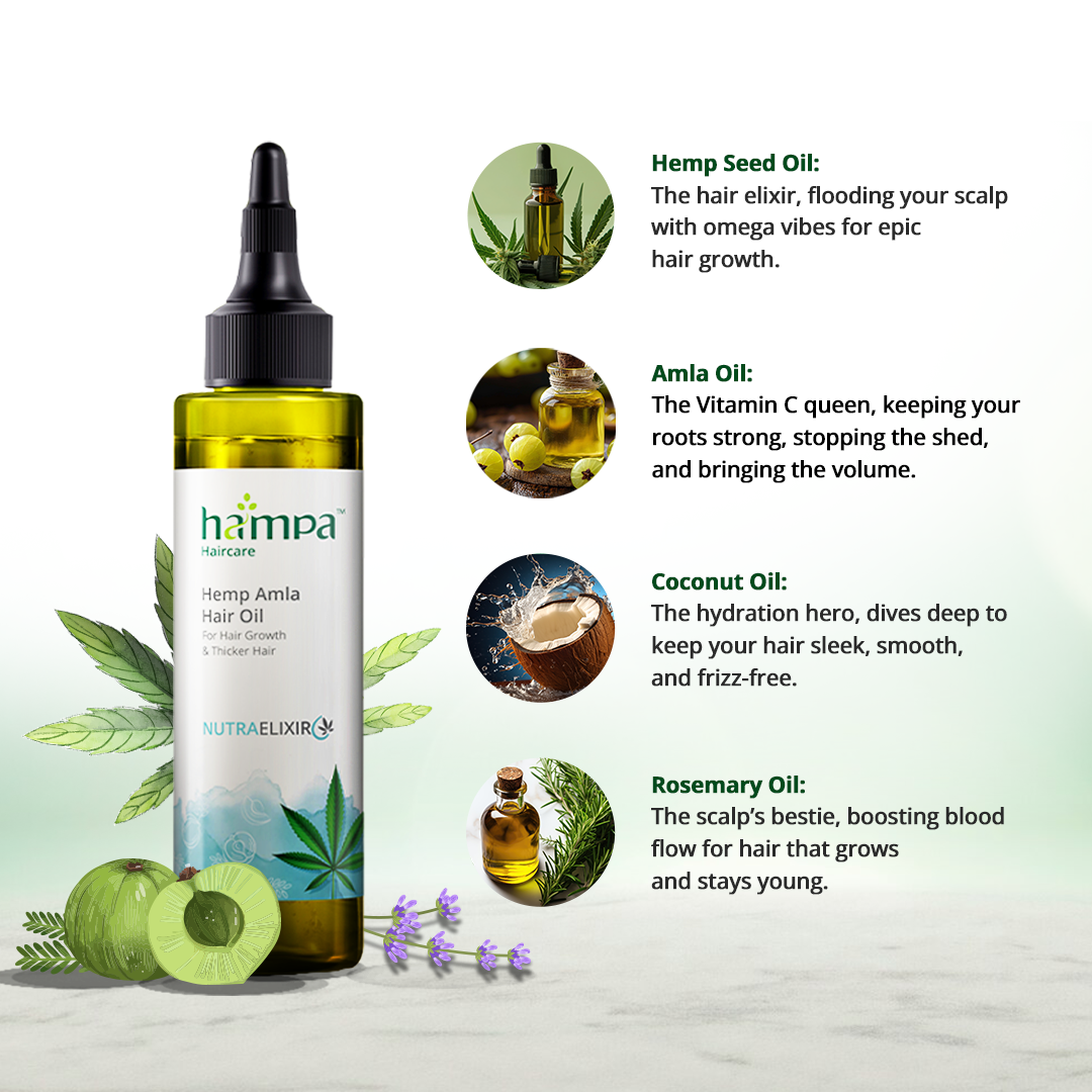 Natural Hair Growth Oil - Hemp & Amla Enriched Formula
