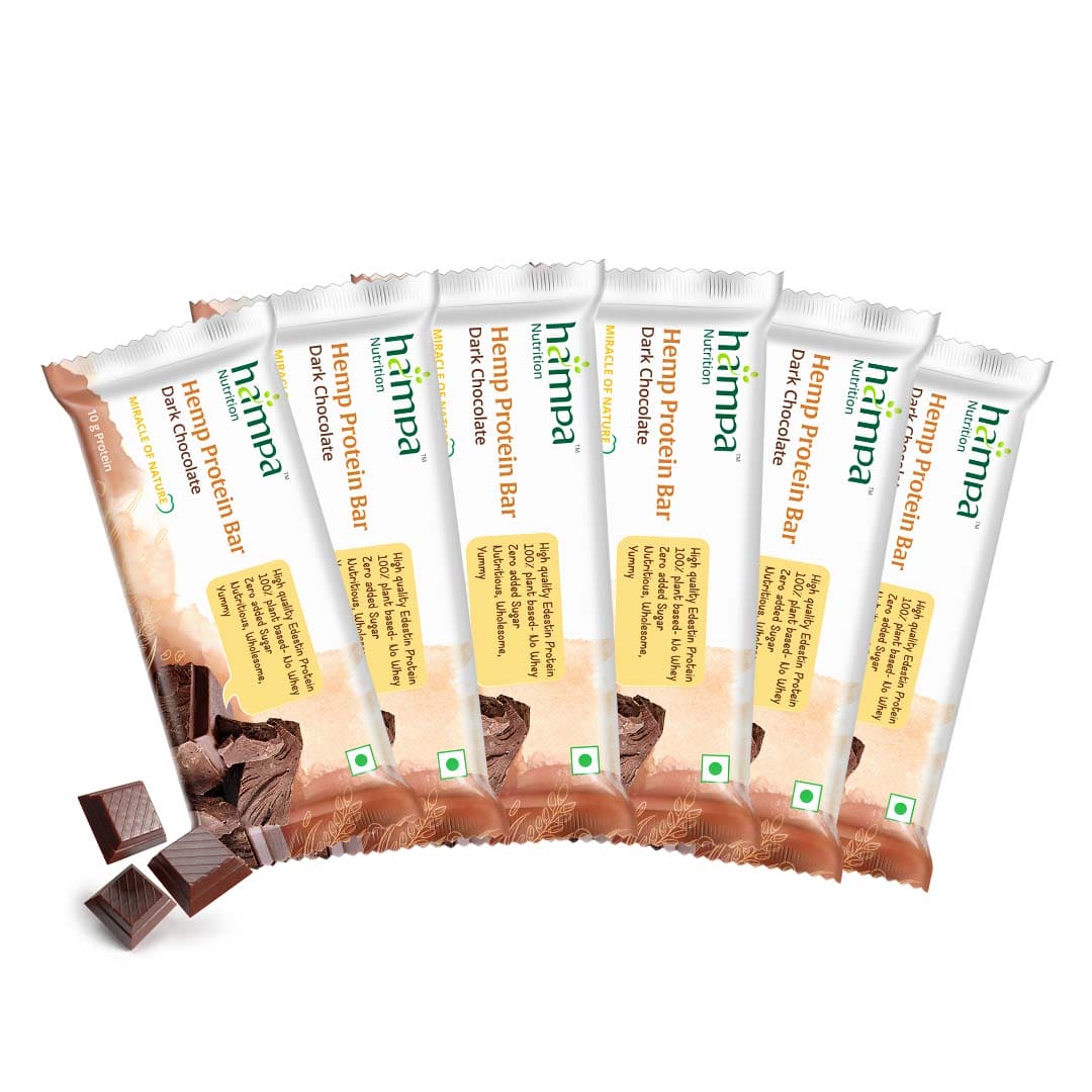 Hampa Hemp Protein Bar 50g - Dark Chocolate - Pack of 6