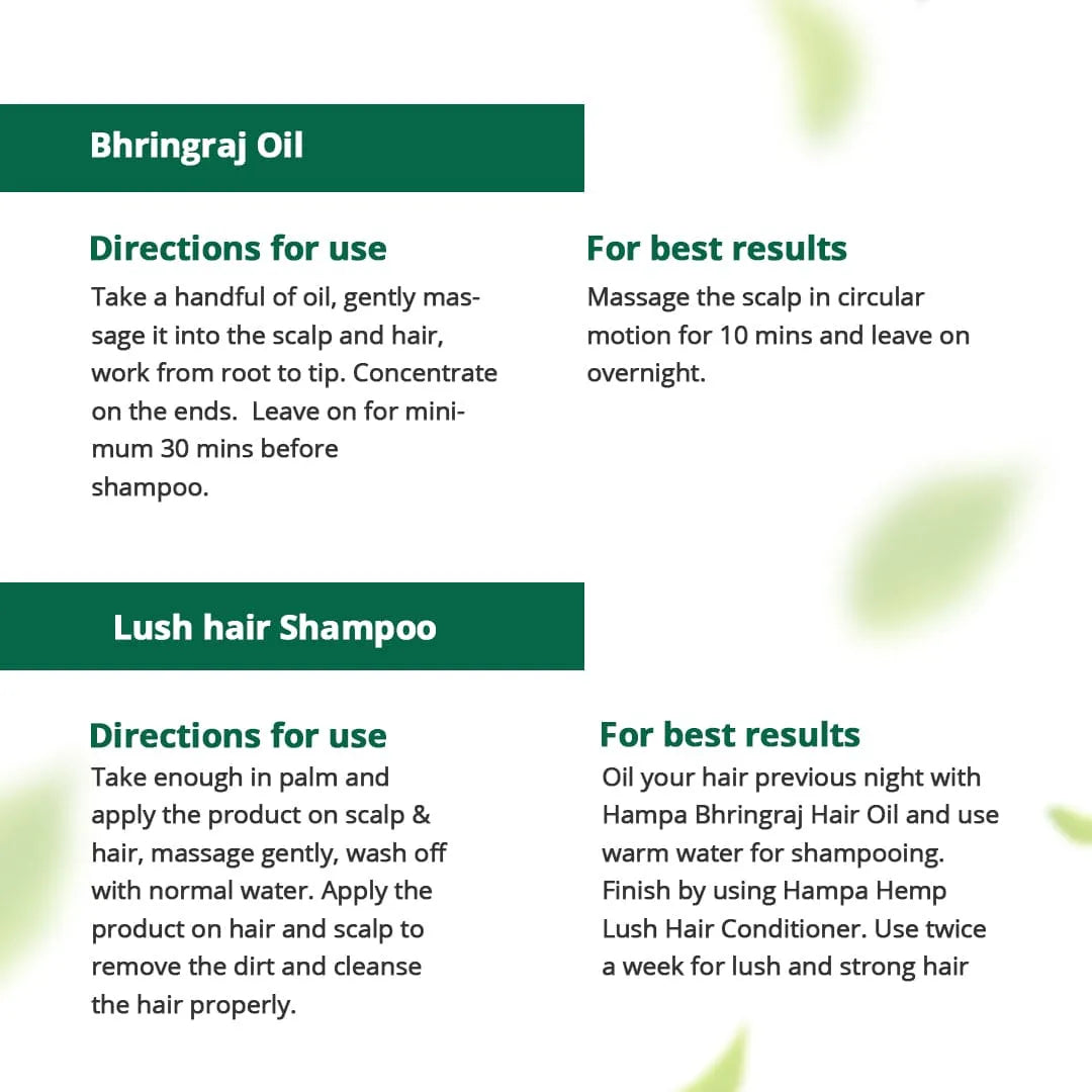 Hemp Bhringraj Hair Oil 100ml + Hemp Lush Hair Shampoo 200ml