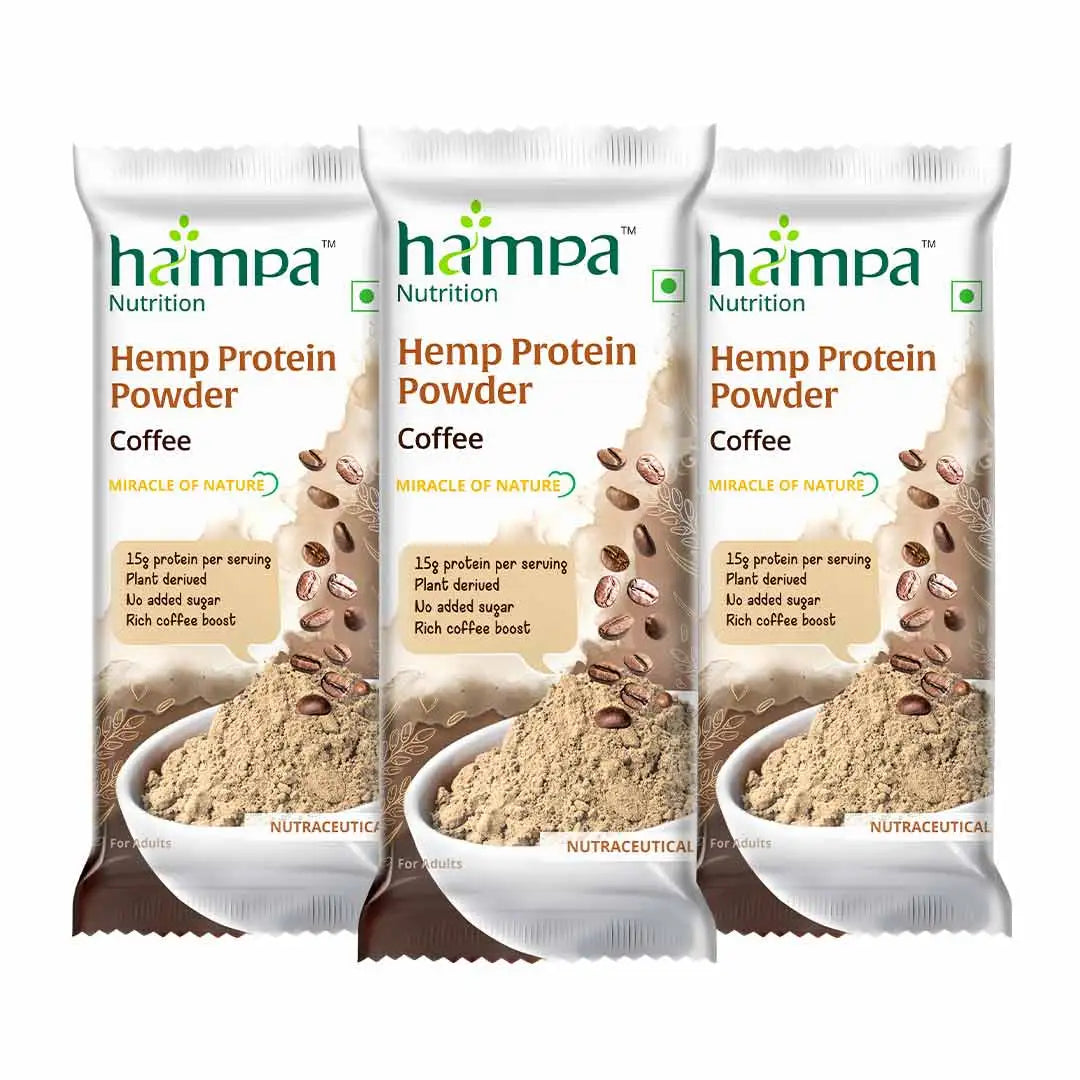 Hampa Hemp Protein Powder Coffee Flavour - Plant-Based Energy Protein Pack of 3