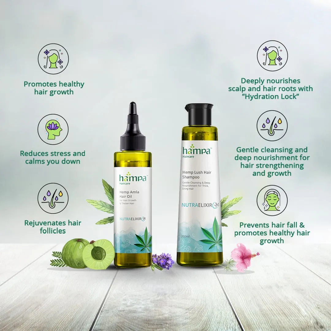 
                  
                    Hemp Amla Hair Oil 100ml + Hemp Lush Hair Shampoo 200ml
                  
                