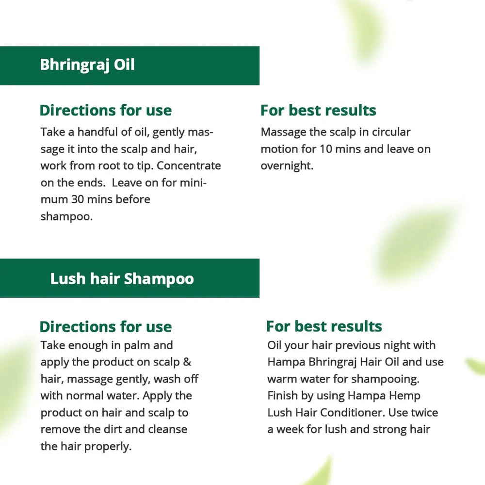 
                  
                    Hemp Bhringraj Hair Oil 100ml + Hemp Lush Hair Shampoo 200ml
                  
                